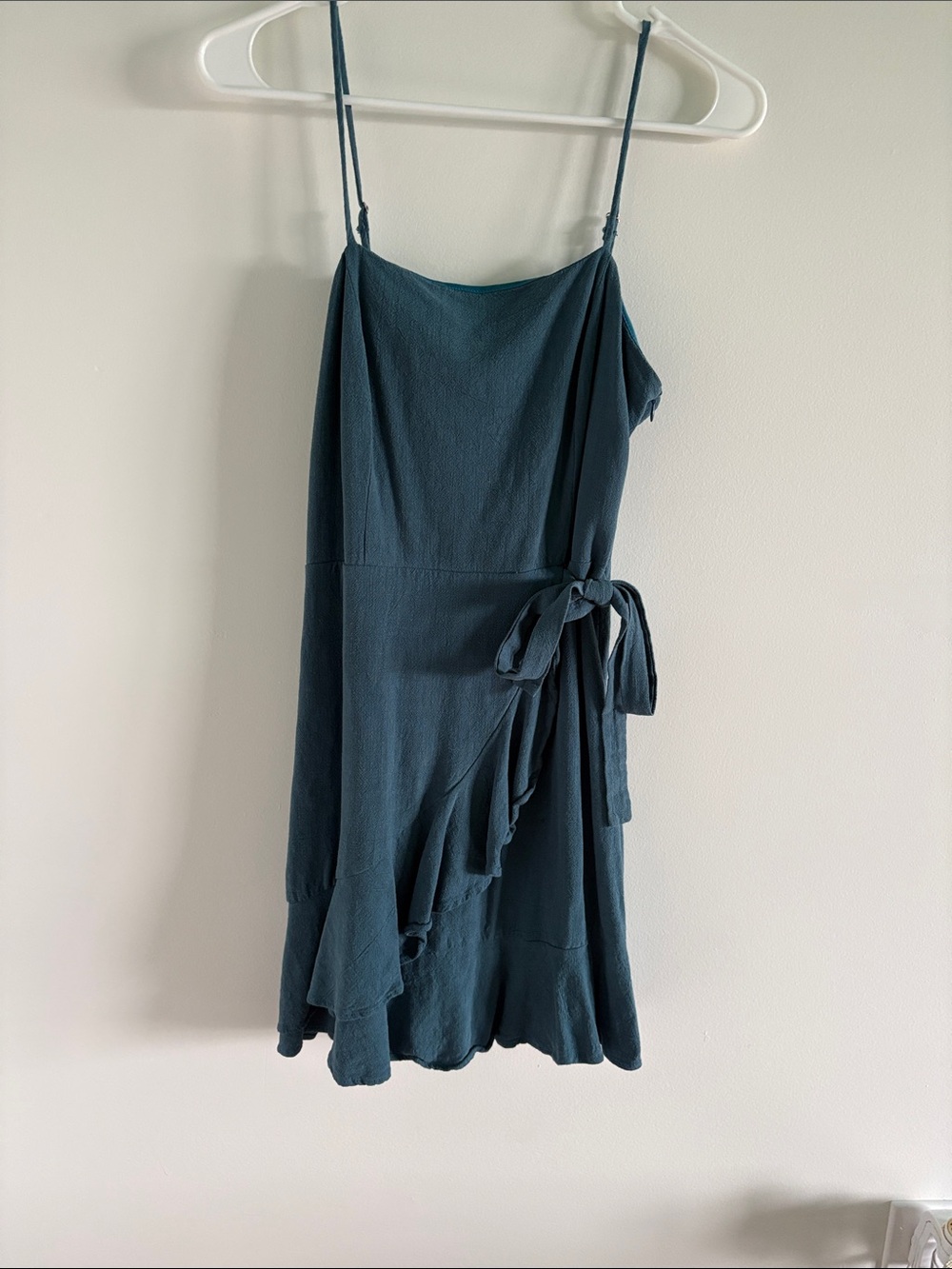 Altar'd State Teal Spaghetti-Strap Wrap Mini Dress